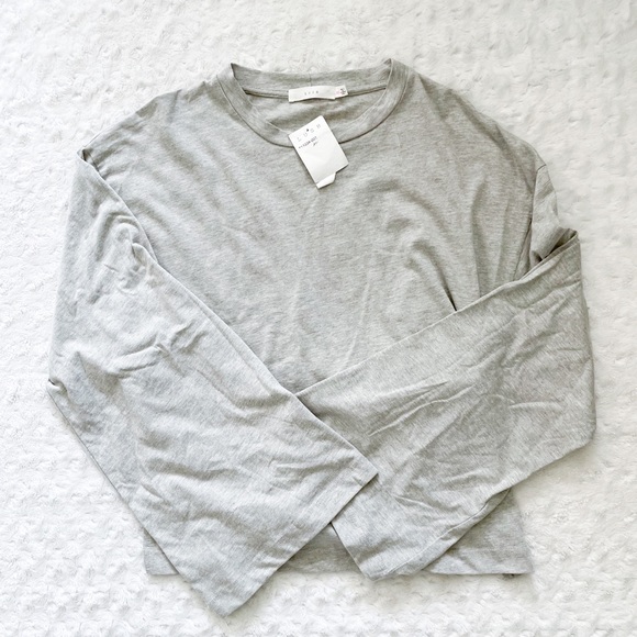 Lush Tops - NWT-LUSH Grey Open Square Tie Back Wide Sleeve Top